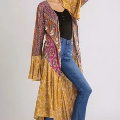 UMGEE Mustard Floral Duster Tops