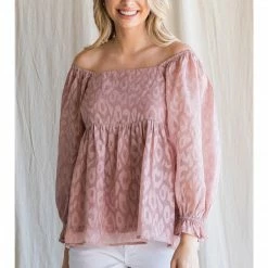Jodifl Mauve Leopard Babydoll Top