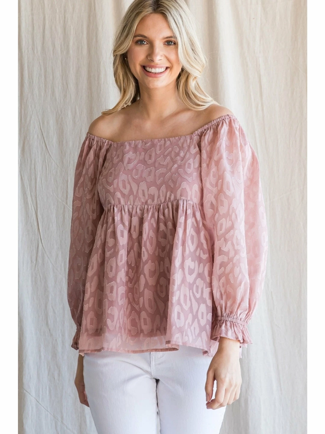Jodifl Mauve Leopard Babydoll Top 2 Jodifl Mauve Leopard Babydoll Top