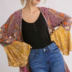 UMGEE Mustard Floral Duster Tops 6 UMGEE Mustard Floral Duster Tops