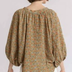 UMGEE Tops Floral Print Balloon Sleeve Top
