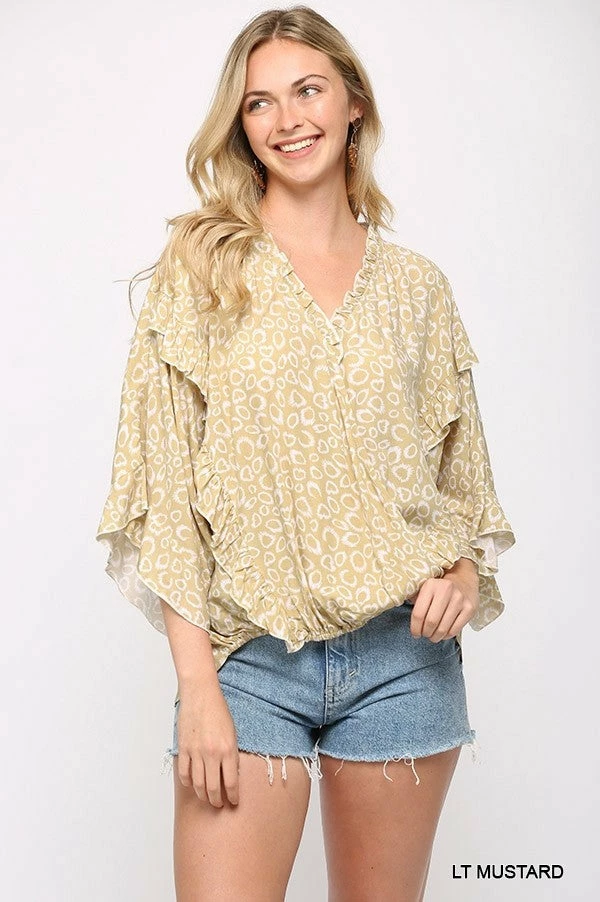 Gigio New Arrivals Mustard Printed Top 1 Gigio New Arrivals Mustard Printed Top