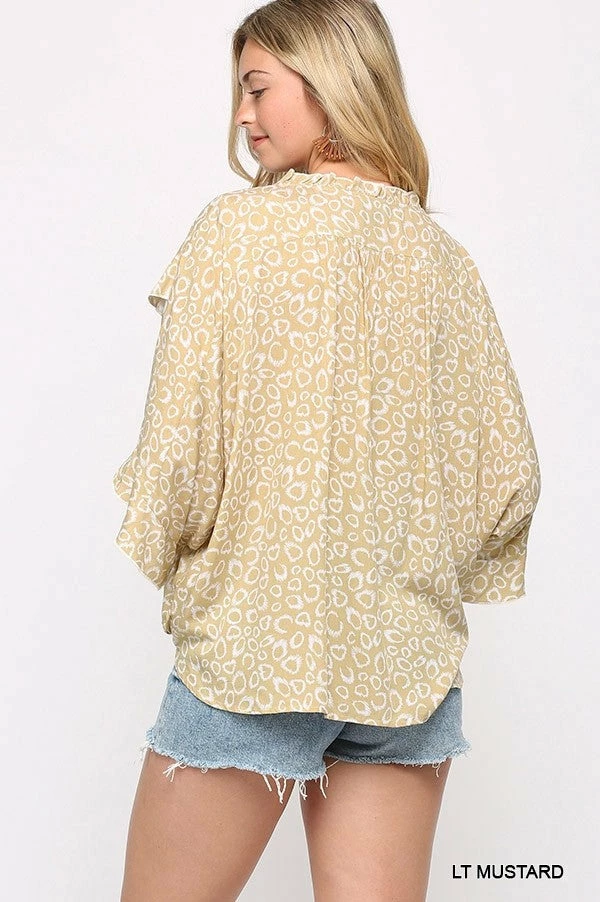 Gigio New Arrivals Mustard Printed Top 2 Gigio New Arrivals Mustard Printed Top