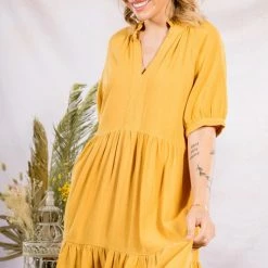 Very J Mustard Babydoll Dress