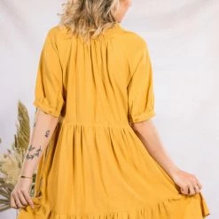 Very J Mustard Babydoll Dress
