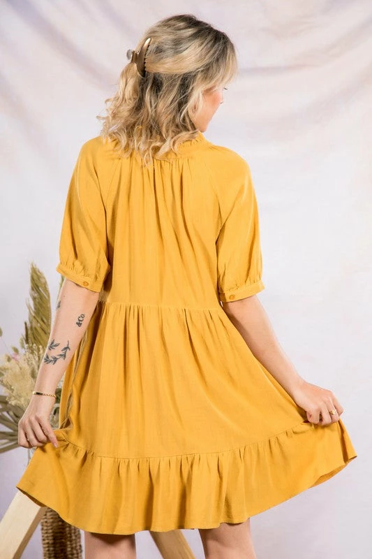 Very J Mustard Babydoll Dress 2 Very J Mustard Babydoll Dress