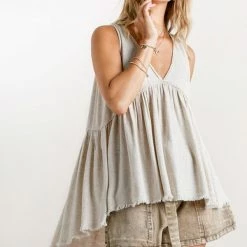 UMGEE New Arrivals Oatmeal Linen Top