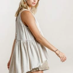 UMGEE New Arrivals Oatmeal Linen Top