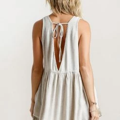 UMGEE New Arrivals Oatmeal Linen Top