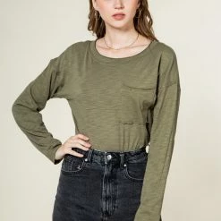 Very J Tops Olive Tshirt Bodysuit