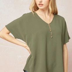 Entro Tops Olive V Neck Top