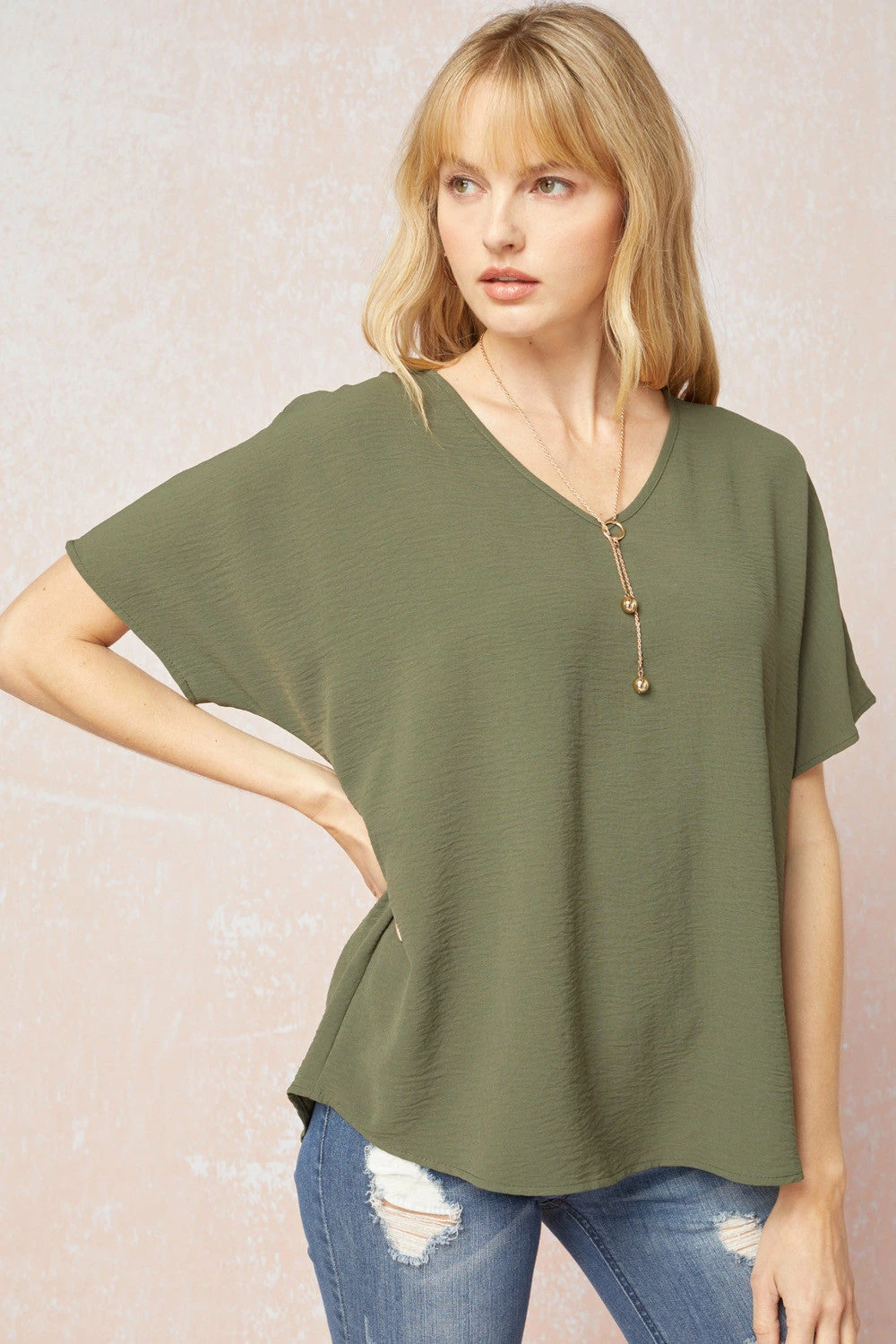 Entro Tops Olive V Neck Top 1 Entro Tops Olive V Neck Top