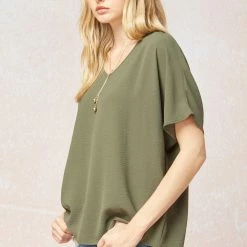 Entro Tops Olive V Neck Top