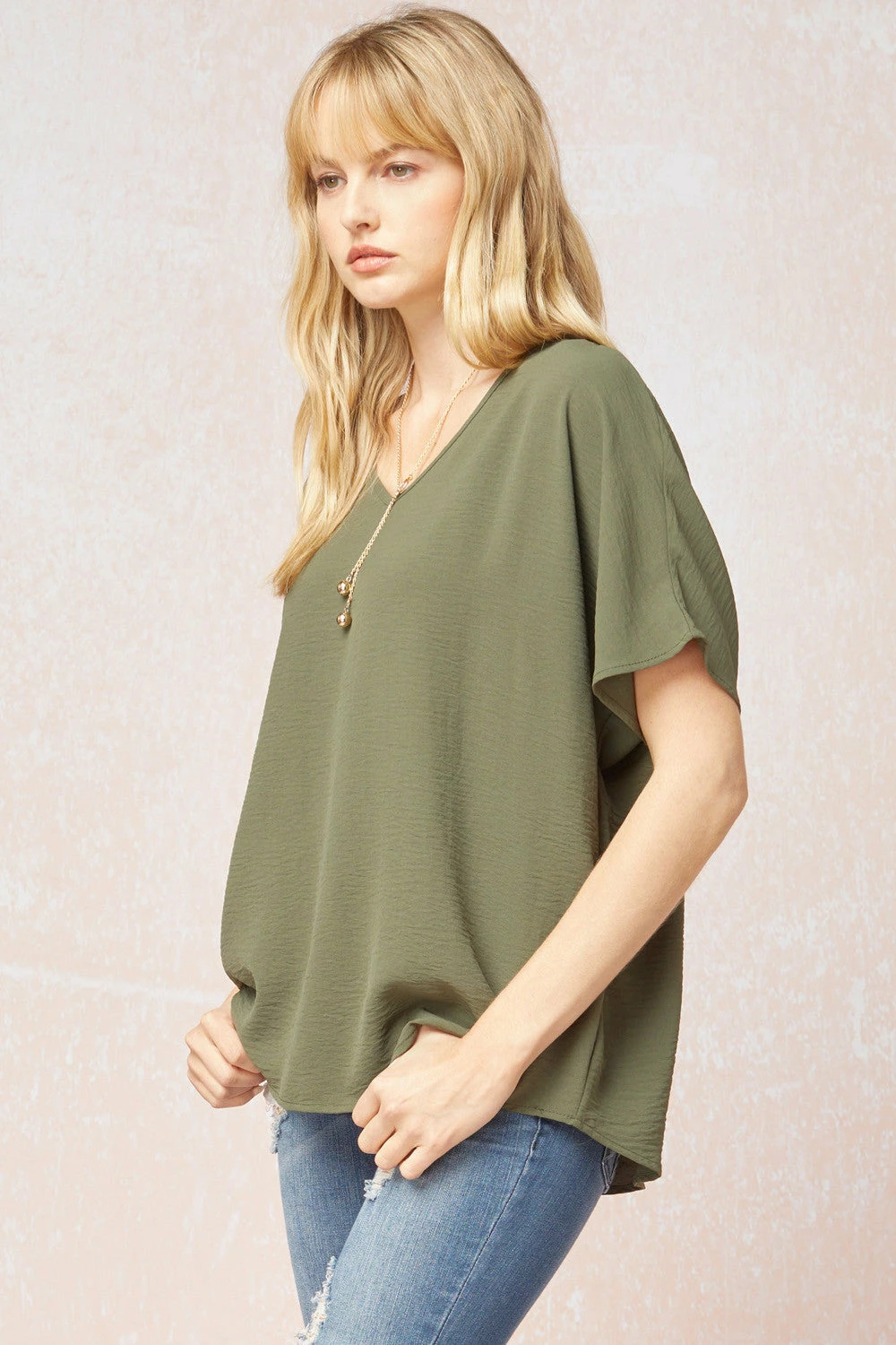 Entro Tops Olive V Neck Top 2 Entro Tops Olive V Neck Top