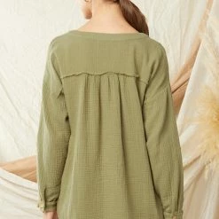 Entro Olive V Neck Top