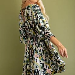 Glam Olive Ballon Sleeve Dress Dresses