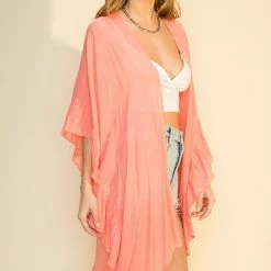 Hyfve Tops Light Orange Ruffled Kimono