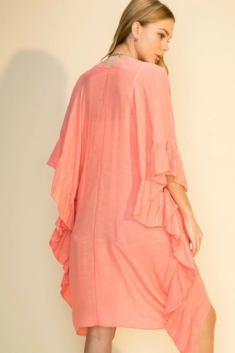 Hyfve Tops Light Orange Ruffled Kimono 3 Hyfve Tops Light Orange Ruffled Kimono