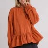 UMGEE Tops Burnt Orange Babydoll Top
