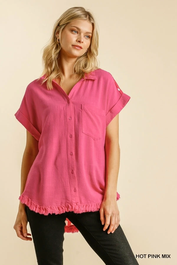 UMGEE Hot Pink Linen Dalmatian Top New Arrivals 1 UMGEE Hot Pink Linen Dalmatian Top New Arrivals