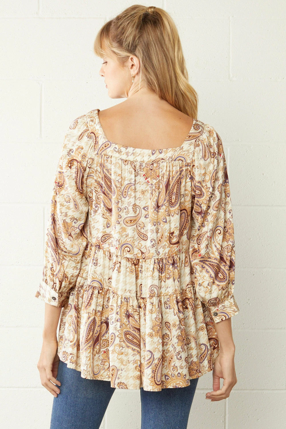 Entro Tops Satin Paisley Print Top 3 Entro Tops Satin Paisley Print Top