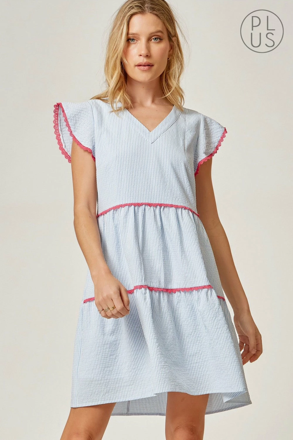 Andree By Unit Pin Striped Babydoll Dress 6 Andree By Unit Pin Striped Babydoll Dress