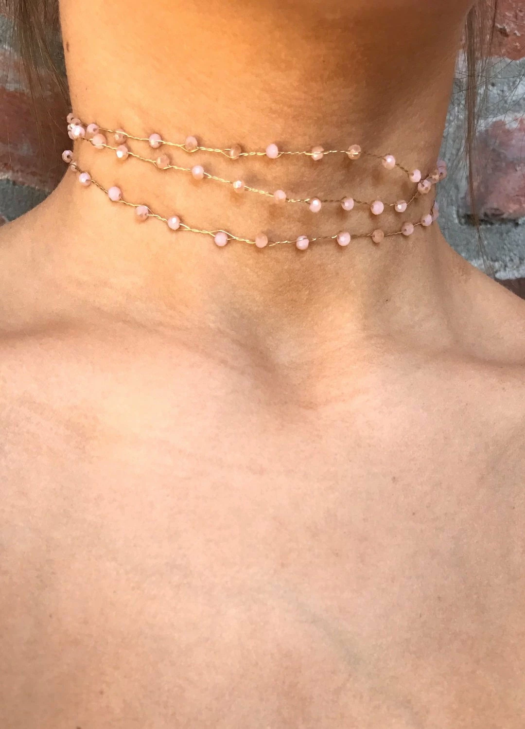 Caroline Hill Peach Three Layer Choker Accessories 1 Caroline Hill Peach Three Layer Choker Accessories