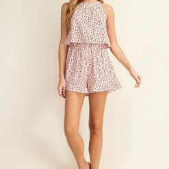 LLove Pink Halter Neck Romper Final Sale