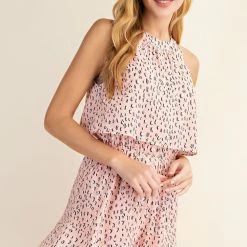 LLove Pink Halter Neck Romper Final Sale