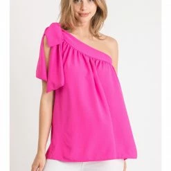Jodifl Hot Pink One Shoulder Top New Arrivals