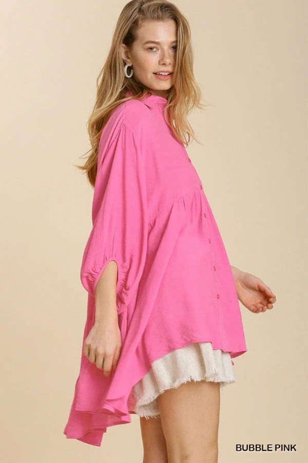 UMGEE Bubble Pink Button Down Top 2 UMGEE Bubble Pink Button Down Top