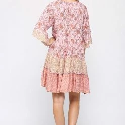 Gigio Dusty Pink Printed Dress New Arrivals