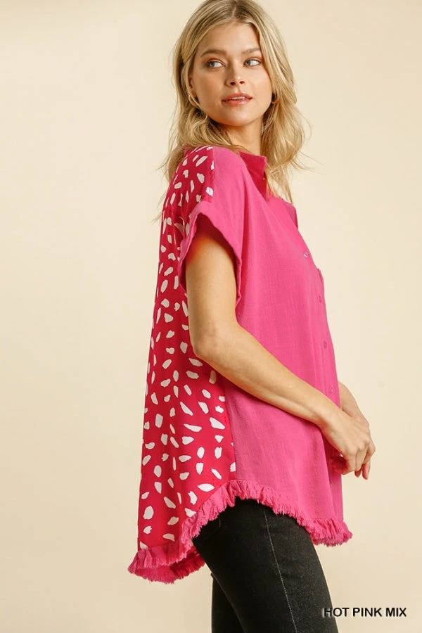 UMGEE Hot Pink Linen Dalmatian Top New Arrivals 2 UMGEE Hot Pink Linen Dalmatian Top New Arrivals