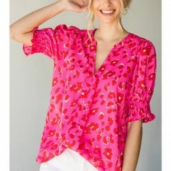 Jodifl Hot Pink Leopard Print Top New Arrivals