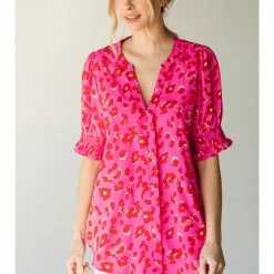 Jodifl Hot Pink Leopard Print Top New Arrivals