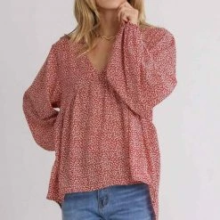 UMGEE Red Animal Print Top Tops