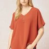 Entro Rust V Neck Top Tops