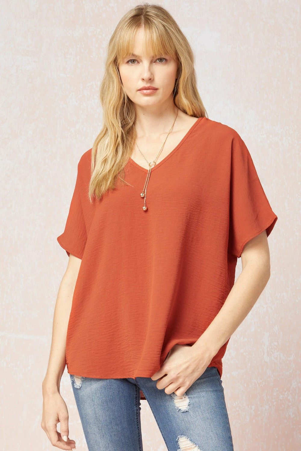 Entro Rust V Neck Top Tops 1 Entro Rust V Neck Top Tops