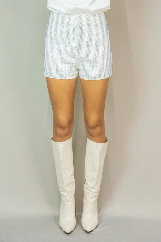 Cloudten White Rhinestone Shorts 1 Cloudten White Rhinestone Shorts