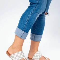 Enriko White Checker Pattern Sandals Final Sale
