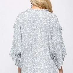 Gigio Steel Blue Printed Top New Arrivals