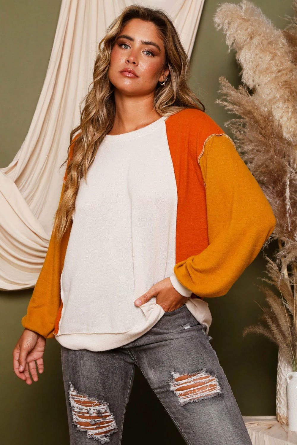 Peach Love Cream/Orange/Mustard Sweater 1 Peach Love Cream/Orange/Mustard Sweater