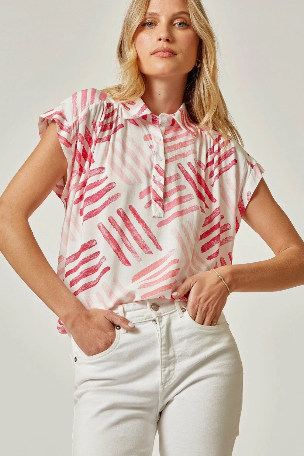 Andree By Unit New Arrivals Button Up Printed Top 4 Andree By Unit New Arrivals Button Up Printed Top