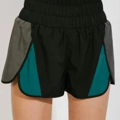 Very J New Arrivals Black/Teal Color Block Active Shorts