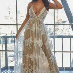 Vintageshop New Arrivals Ivory/Taupe Maxi Dress 16 Vintageshop New Arrivals Ivory/Taupe Maxi Dress