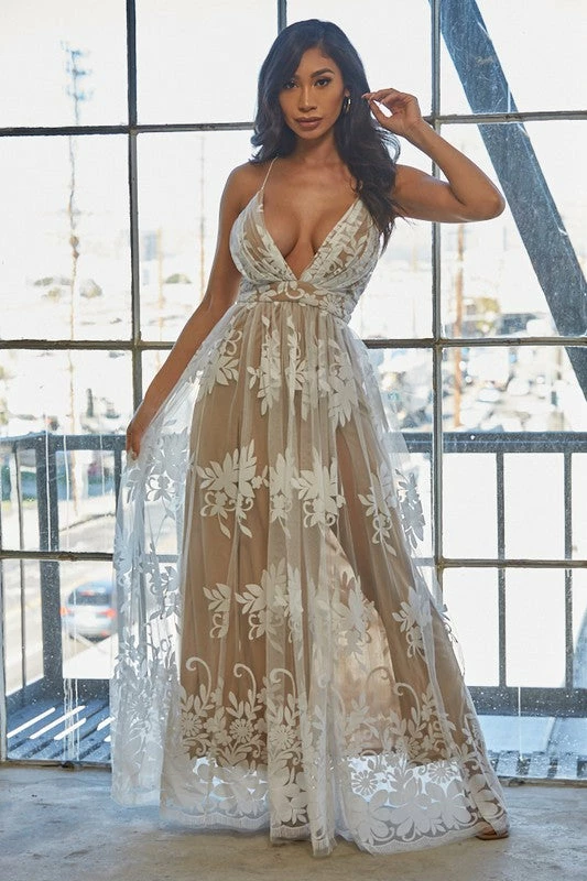 Vintageshop New Arrivals Ivory/Taupe Maxi Dress 8 Vintageshop New Arrivals Ivory/Taupe Maxi Dress