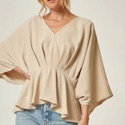 Andree By Unit New Arrivals Taupe V Neck Top 13 Andree By Unit New Arrivals Taupe V Neck Top