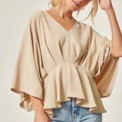 Andree By Unit New Arrivals Taupe V Neck Top 14 Andree By Unit New Arrivals Taupe V Neck Top