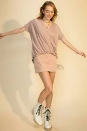Hyfve Short Sleeve Taupe Surplice Top 3 Hyfve Short Sleeve Taupe Surplice Top