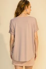 Hyfve Short Sleeve Taupe Surplice Top 4 Hyfve Short Sleeve Taupe Surplice Top